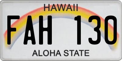 HI license plate FAH130