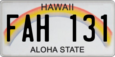 HI license plate FAH131