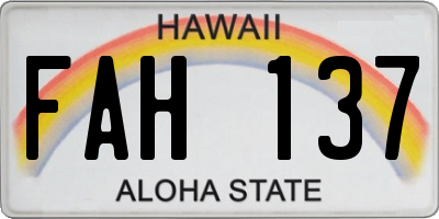 HI license plate FAH137