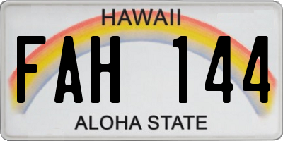 HI license plate FAH144
