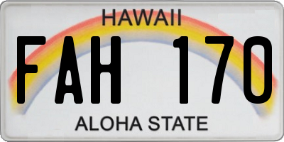 HI license plate FAH170