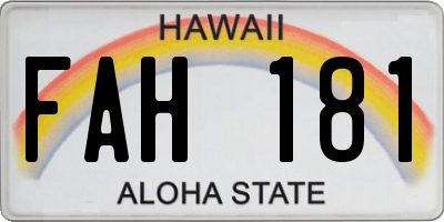 HI license plate FAH181