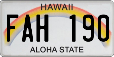 HI license plate FAH190