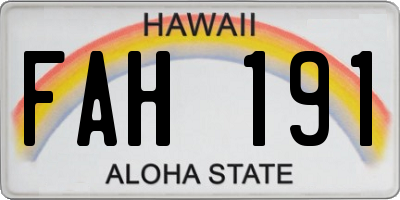 HI license plate FAH191