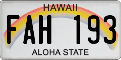 HI license plate FAH193
