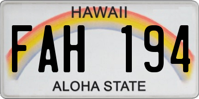 HI license plate FAH194