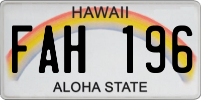 HI license plate FAH196