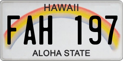 HI license plate FAH197