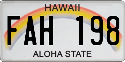 HI license plate FAH198