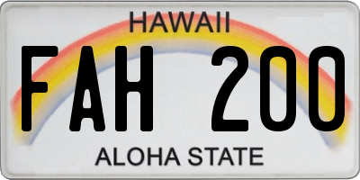 HI license plate FAH200