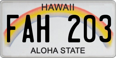 HI license plate FAH203