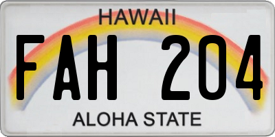 HI license plate FAH204