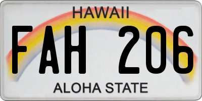 HI license plate FAH206