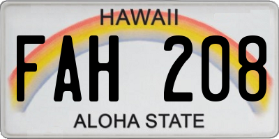 HI license plate FAH208
