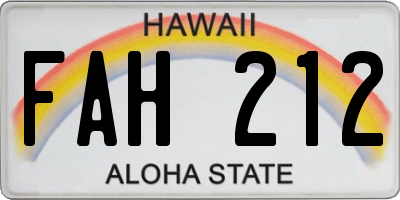 HI license plate FAH212