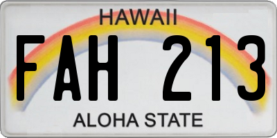 HI license plate FAH213