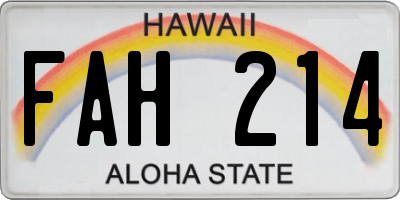 HI license plate FAH214