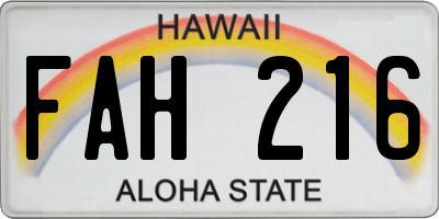 HI license plate FAH216