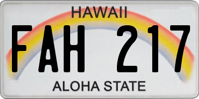 HI license plate FAH217