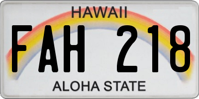 HI license plate FAH218