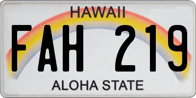 HI license plate FAH219
