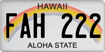HI license plate FAH222