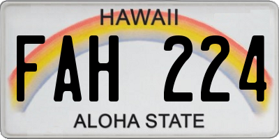 HI license plate FAH224