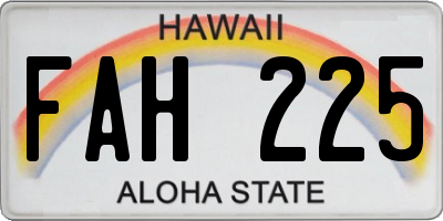 HI license plate FAH225