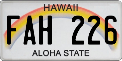 HI license plate FAH226