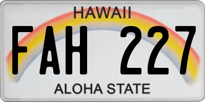 HI license plate FAH227