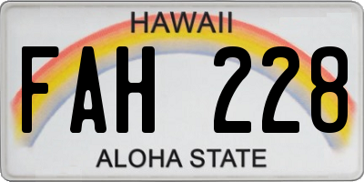 HI license plate FAH228