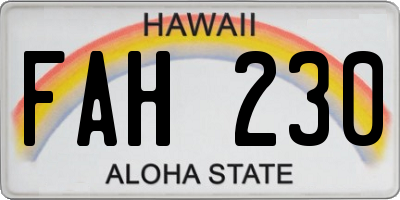 HI license plate FAH230
