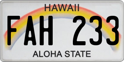 HI license plate FAH233
