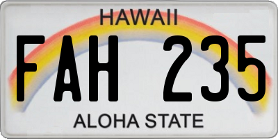 HI license plate FAH235