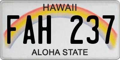 HI license plate FAH237