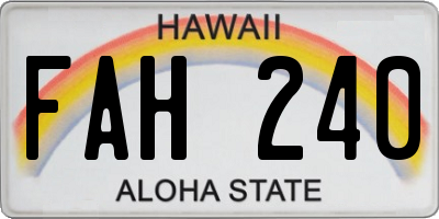 HI license plate FAH240