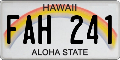 HI license plate FAH241