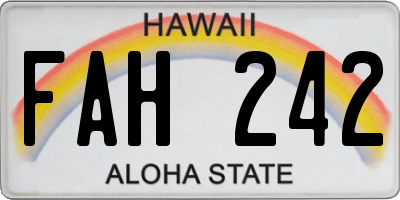HI license plate FAH242