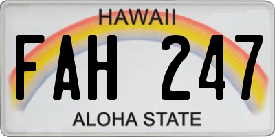 HI license plate FAH247