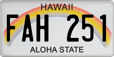 HI license plate FAH251