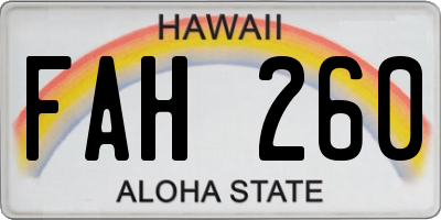 HI license plate FAH260