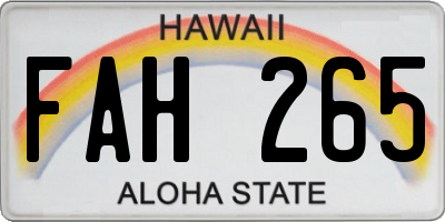 HI license plate FAH265