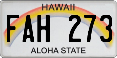 HI license plate FAH273