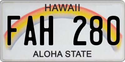 HI license plate FAH280