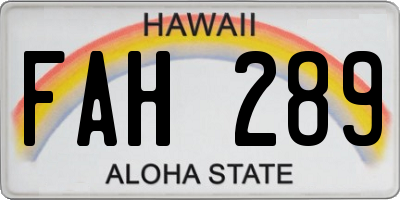 HI license plate FAH289