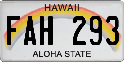HI license plate FAH293