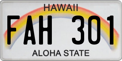HI license plate FAH301