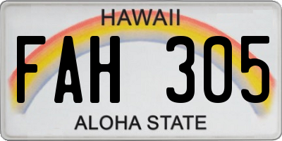 HI license plate FAH305
