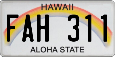 HI license plate FAH311