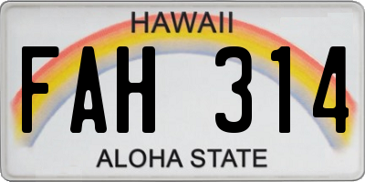 HI license plate FAH314
